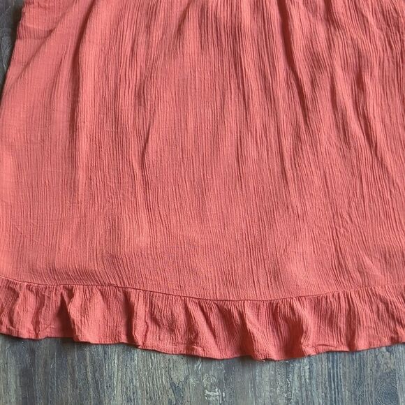 Ruffle Sleeve Coral Peplum Blouse - Mason & Belle - XL - Picture 8 of 12